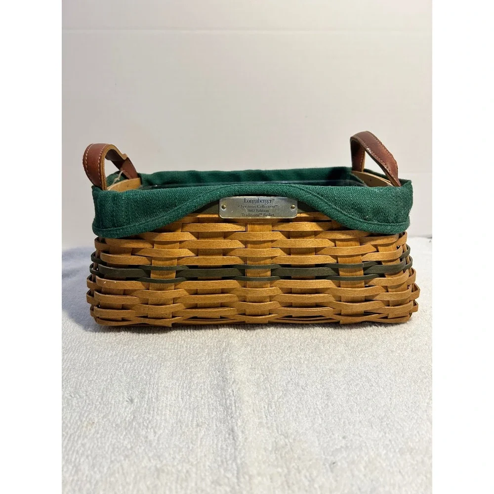 Longaberger 2002 Christmas Collection Traditions‎ Basket Green Liner Protector